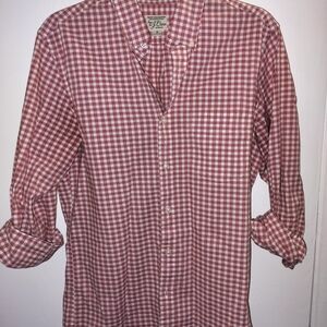 J. Crew Red and White Casual Button Down Shirt